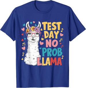 Test Day No Prob-llama Llama Teacher Testing Day T-Shirt - T-Shirt | Royal