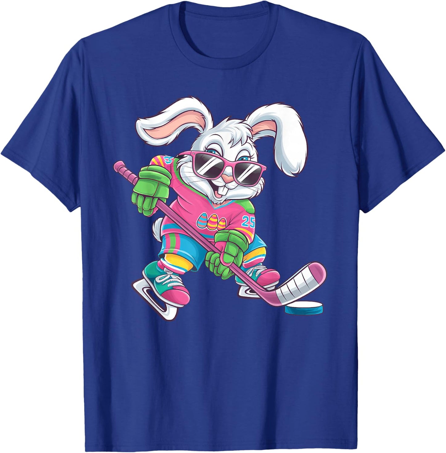 Happy Easter Bunny Playing Hockey Easter Sport Kids Boys T-Shirt - T-Shirt | Royal