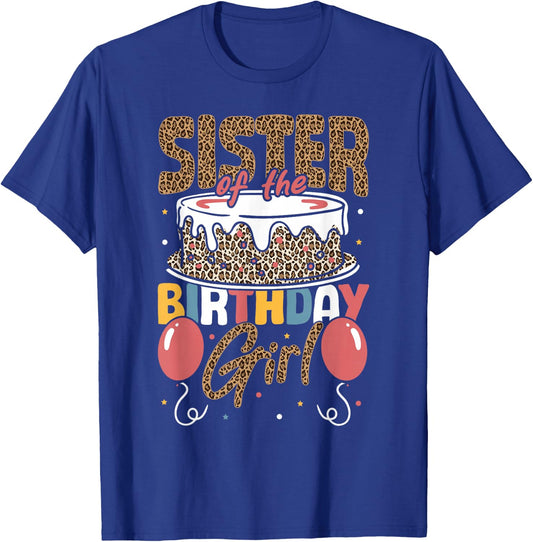 Sister of The Birthday Girl Cheetah Print Birthday T-Shirt - T-Shirt | Royal