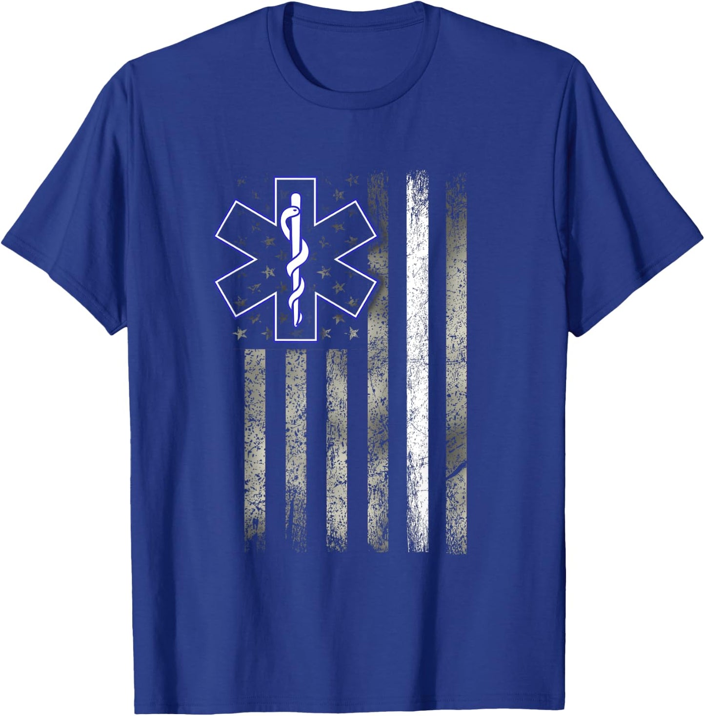 EMS EMT Paramedic - US Flag Thin White Line - Patriotic Men T-Shirt - T-Shirt | Royal