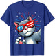 Cat Selfie with Fireworks American Flag 4th Of July Women Kids Men T-Shirt - T-Shirt | Royal