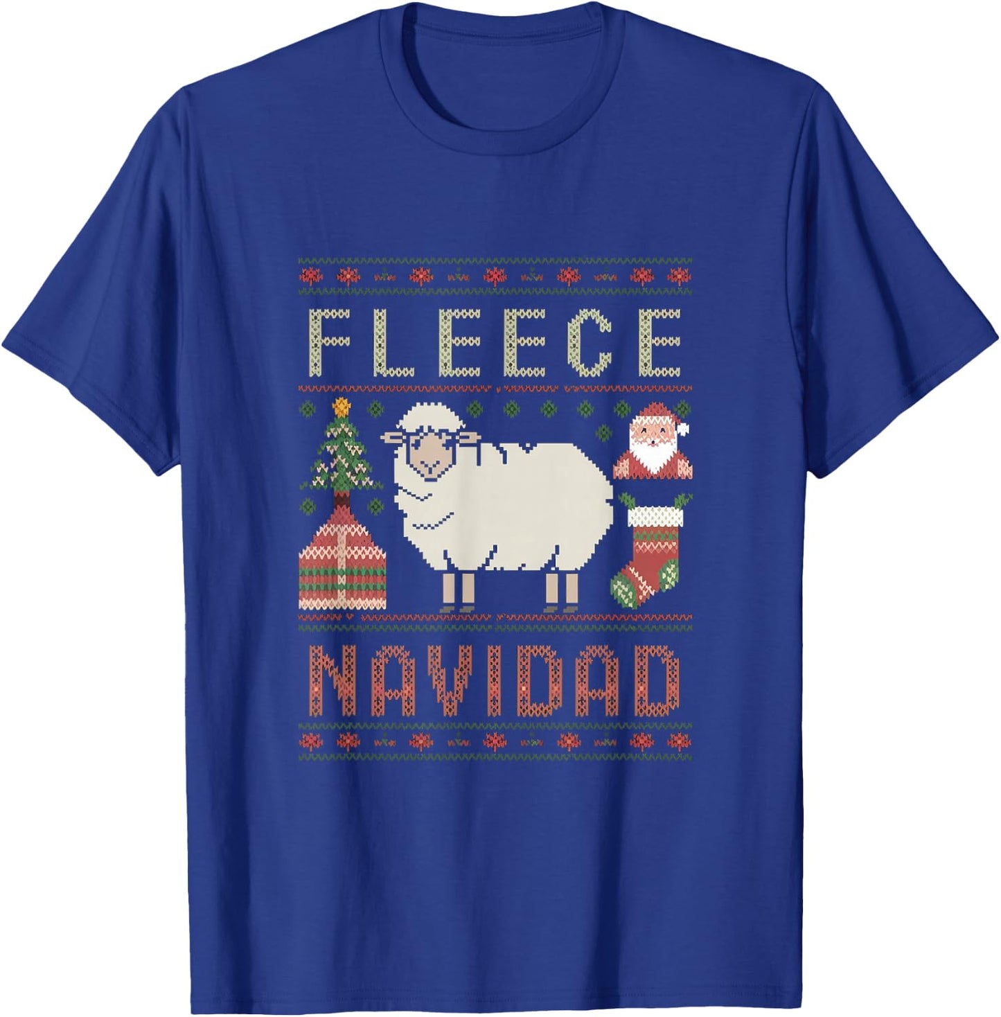 Fleece Feliz Navidad Sheep Ugly Christmas Sweater Sheep T-Shirt - T-Shirt | Royal