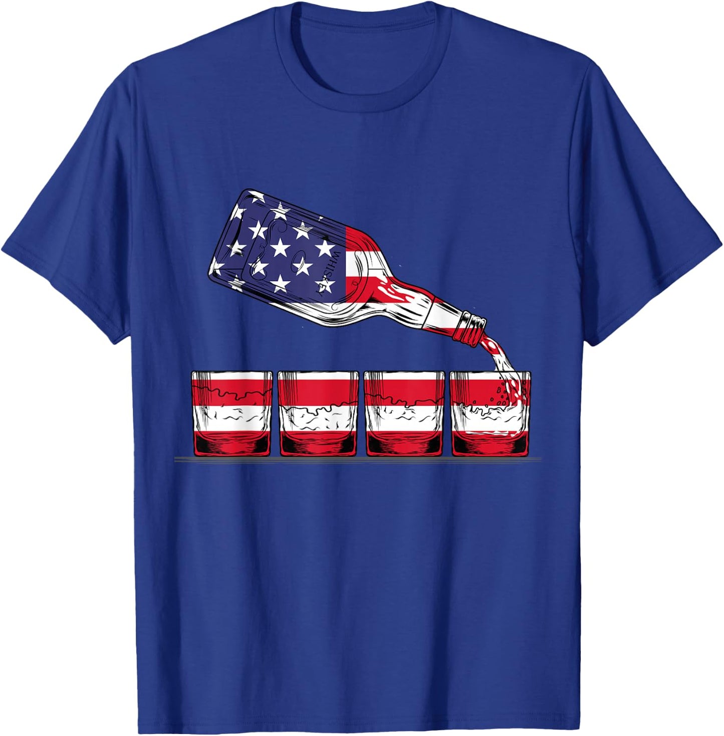 Whisky American Flag Glasses 4th of July Men Women USA T-Shirt - T-Shirt | Royal