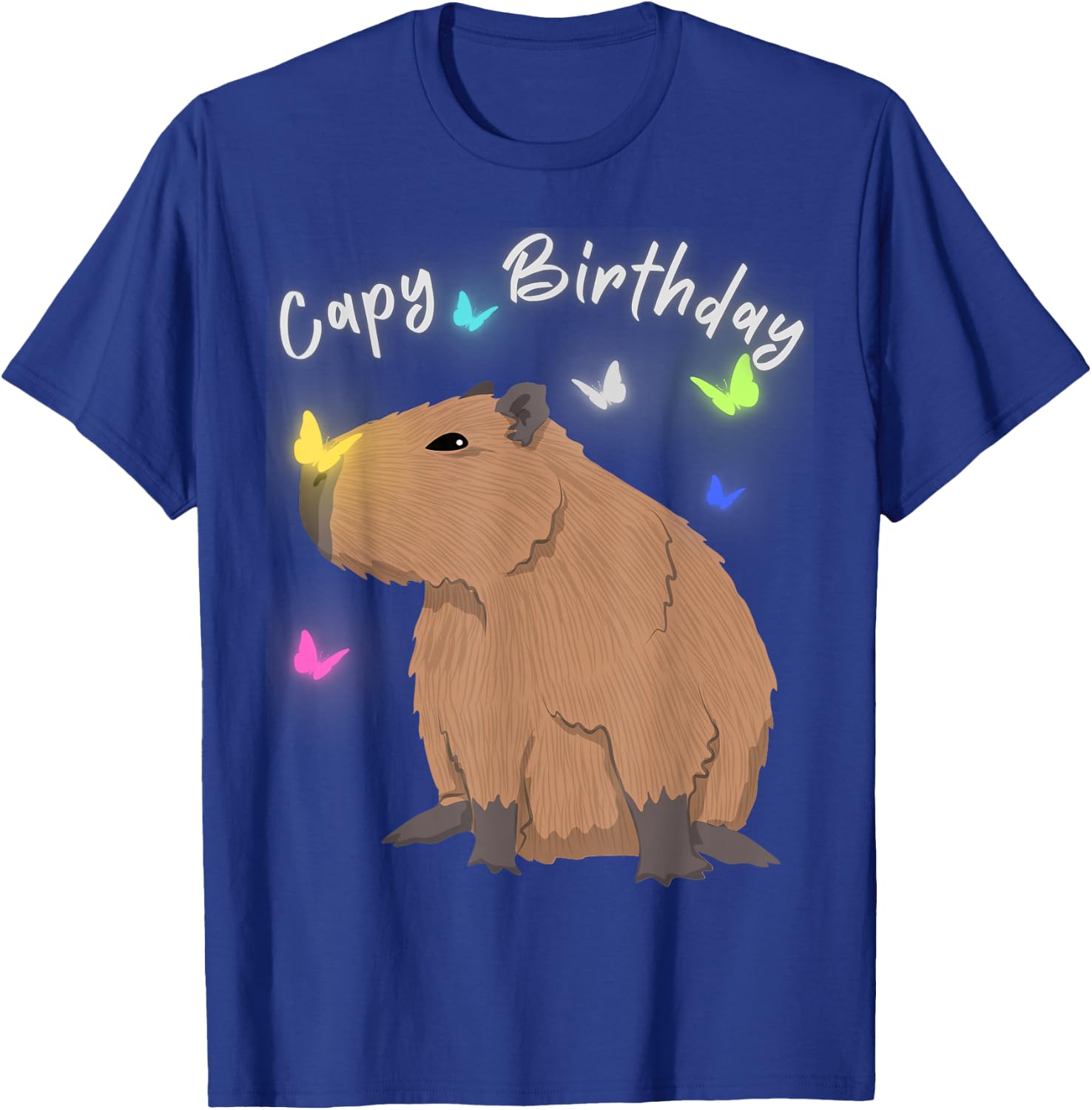 Capy Birthday Capybara Butterflies Lover Boys Girls Party T-Shirt - T-Shirt | Royal