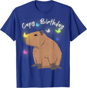 Capy Birthday Capybara Butterflies Lover Boys Girls Party T-Shirt - T-Shirt | Royal