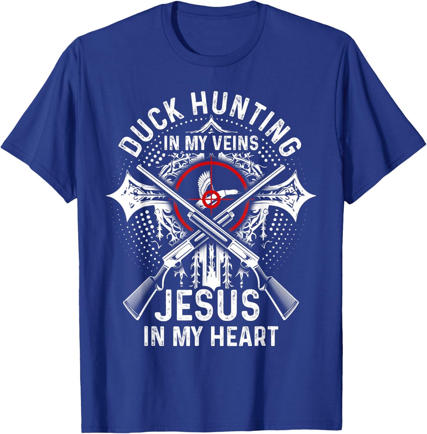 Duck Hunting Hunter Jesus Faith Christian Vintage Duck T-Shirt - T-Shirt | Royal