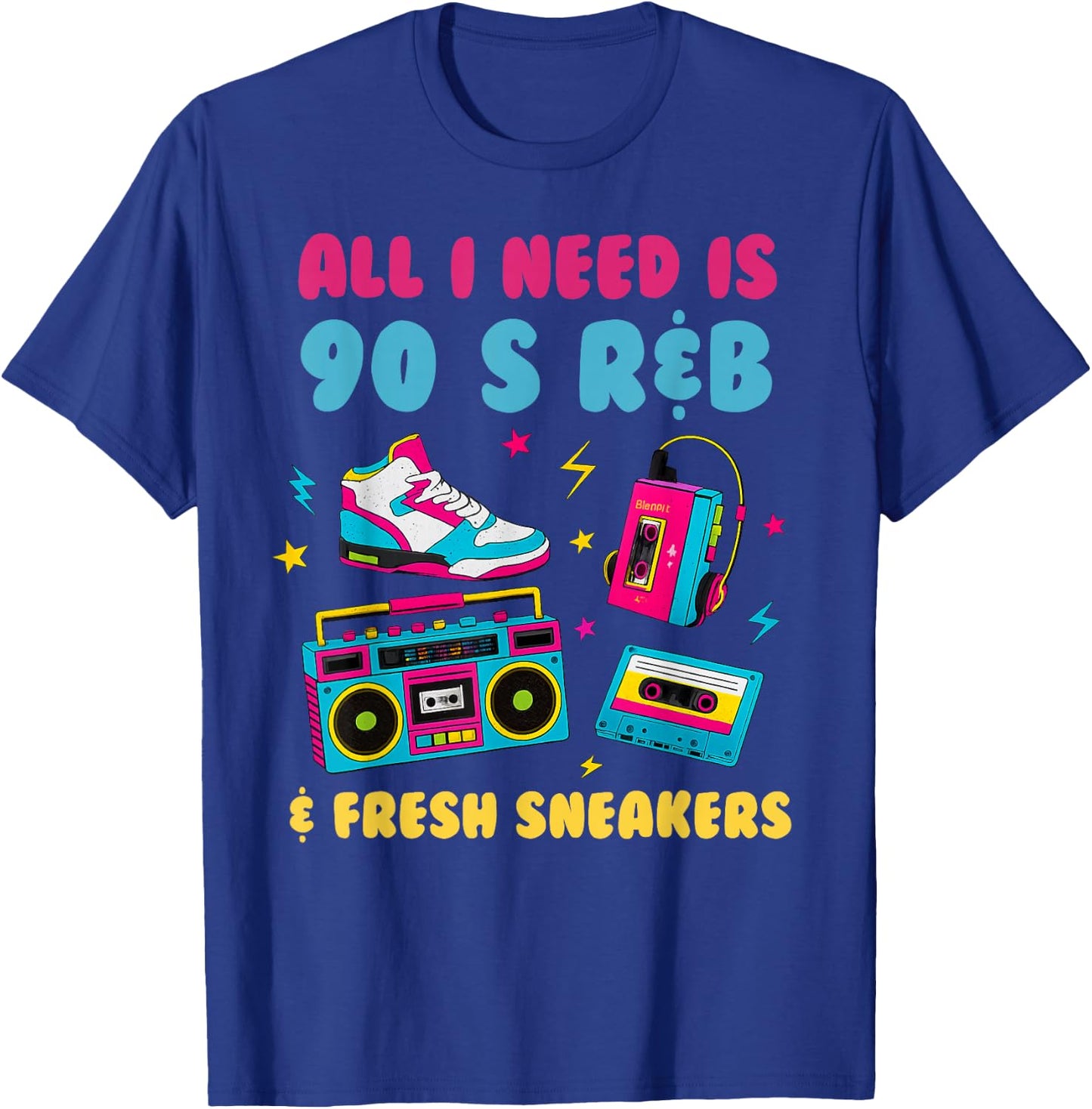 90's R&B and Sneakers Lover Funny 90's Music Shoe Collector T-Shirt - T-Shirt | Royal