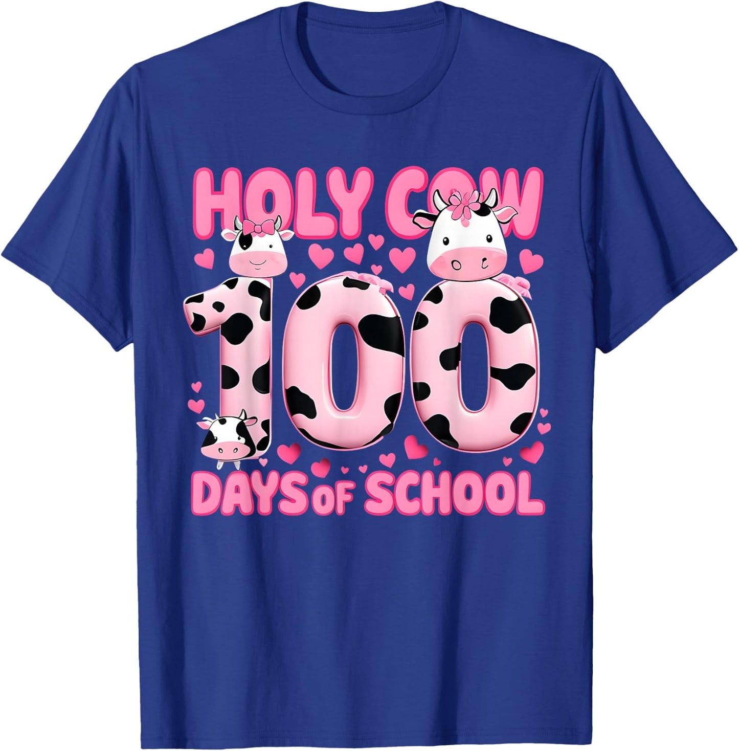 Holy Cow 100 Days Of School Funny 100 Day of School Groovy T-Shirt - T-Shirt | Royal