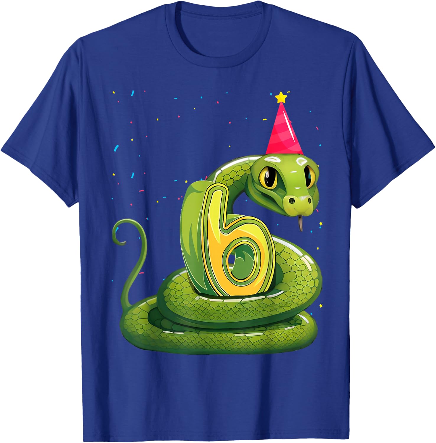 Snake lover 6th Birthday Party Snake B-day 6 Year Old Boys T-Shirt - T-Shirt | Royal