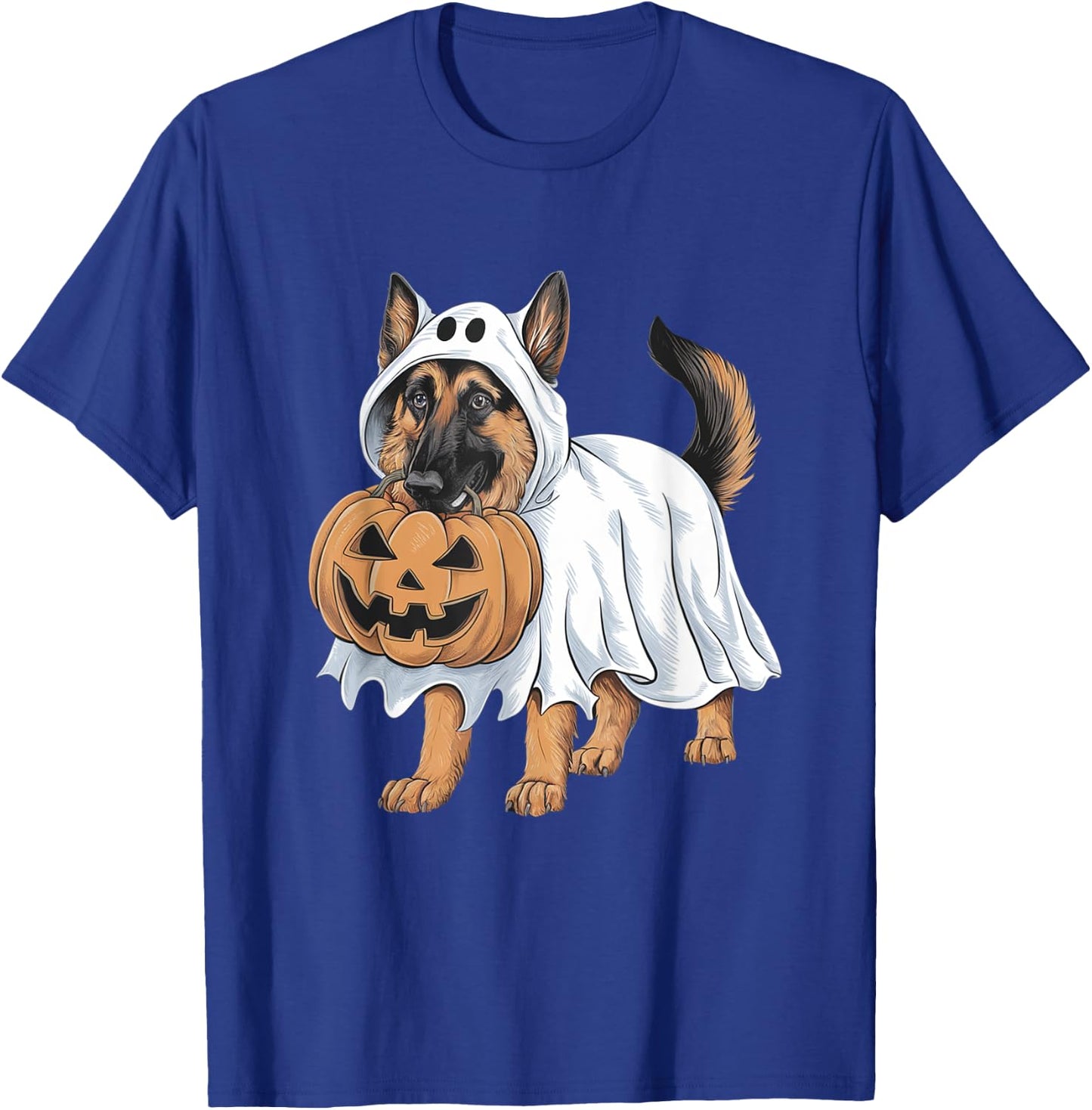 German Shepherd Ghost Dog Halloween T-Shirt - T-Shirt | Royal