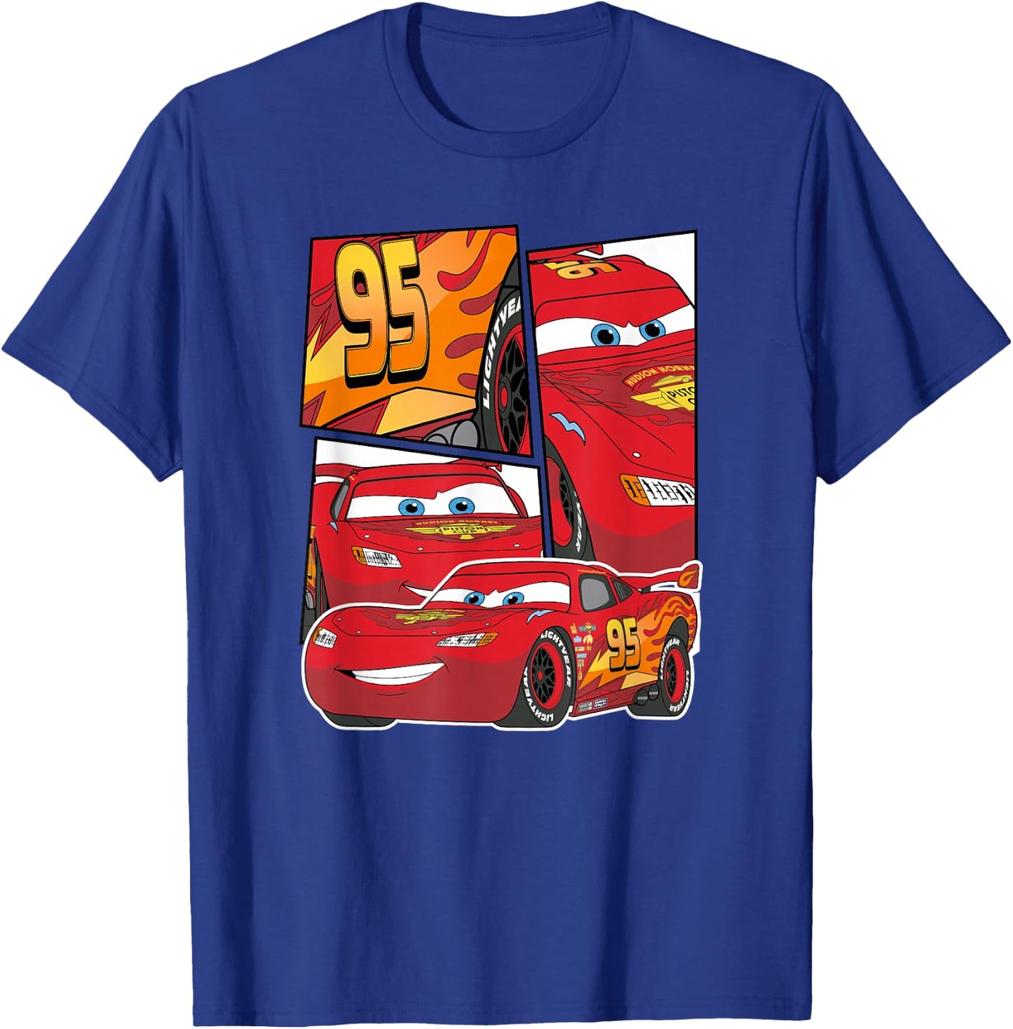Pixar Cars Lightning McQueen Grid T-Shirt - T-Shirt | Royal