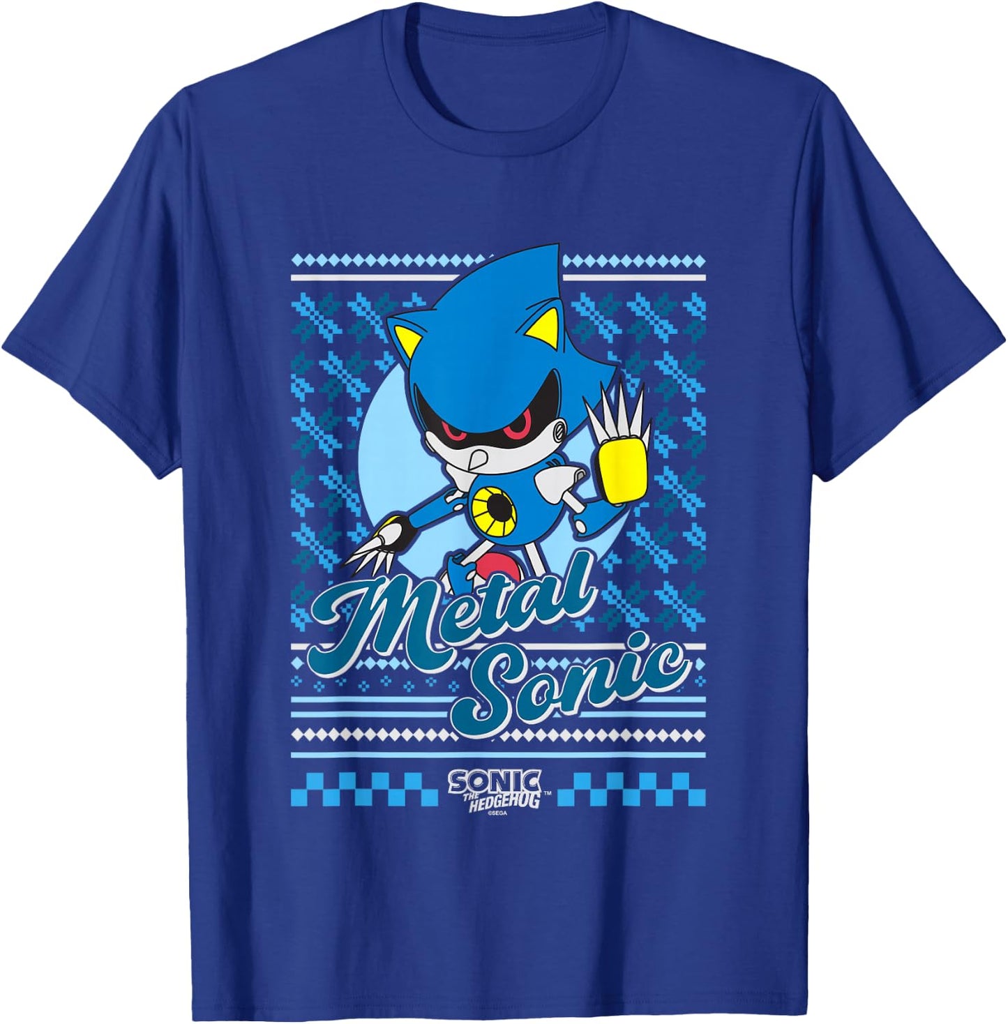 Sonic The Hedgehog Christmas Metal Sonic Ugly Sweater T-Shirt - T-Shirt | Royal
