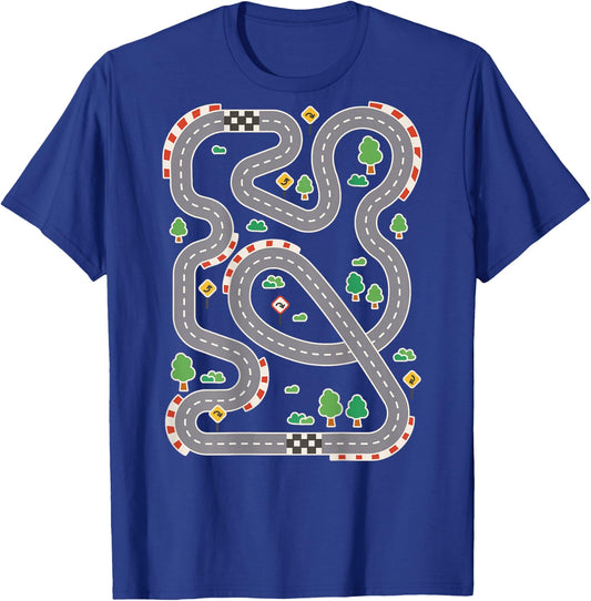 Cool Play Mat Car Racing Track Back Cute Father's Day T-Shirt - T-Shirt | Royal
