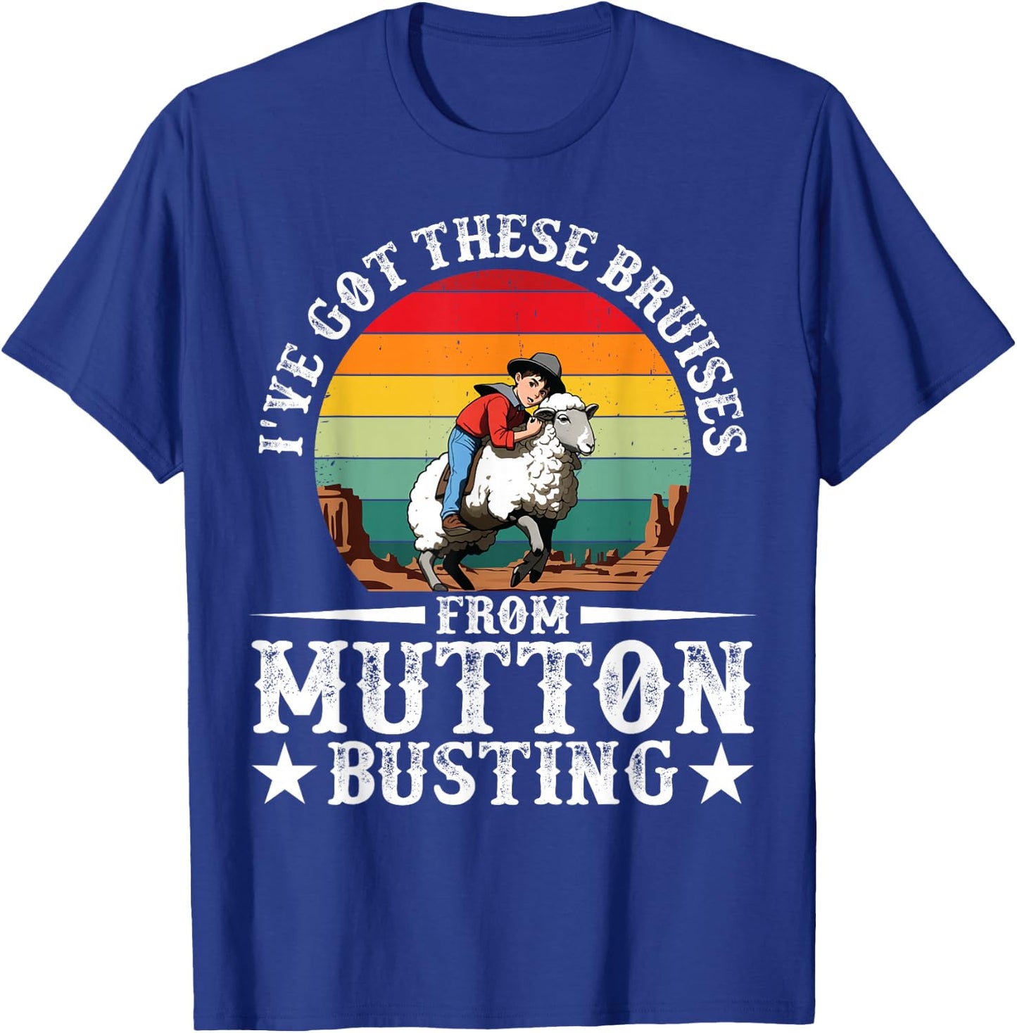 Mutton Buster Vest Rodeo Sheep Rider Mutton Busting T-Shirt - T-Shirt | Royal