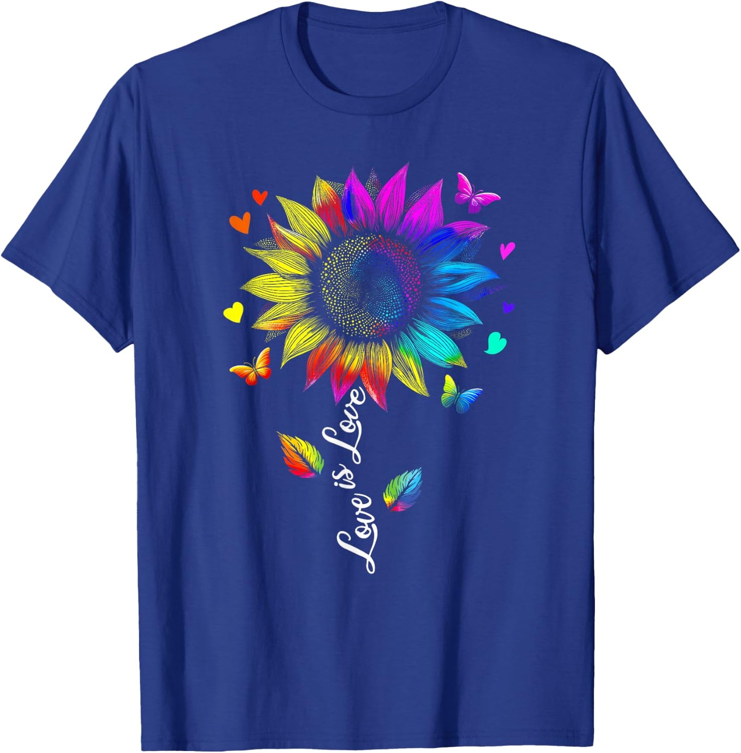 Love is Love Rainbow Sunflower LGBT Gay Lesbian Pride T-Shirt - T-Shirt | Royal