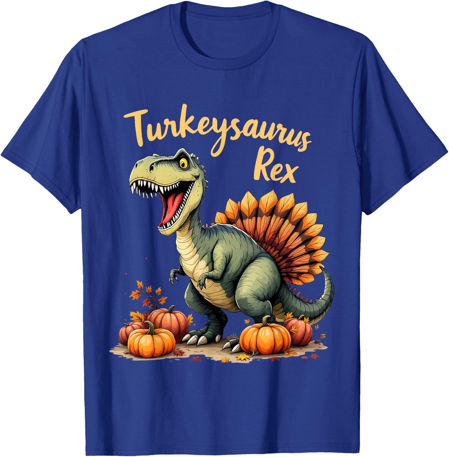 Turkeysaurus Rex Funny Thanksgiving Holiday Boy Girl T-Shirt - T-Shirt | Royal