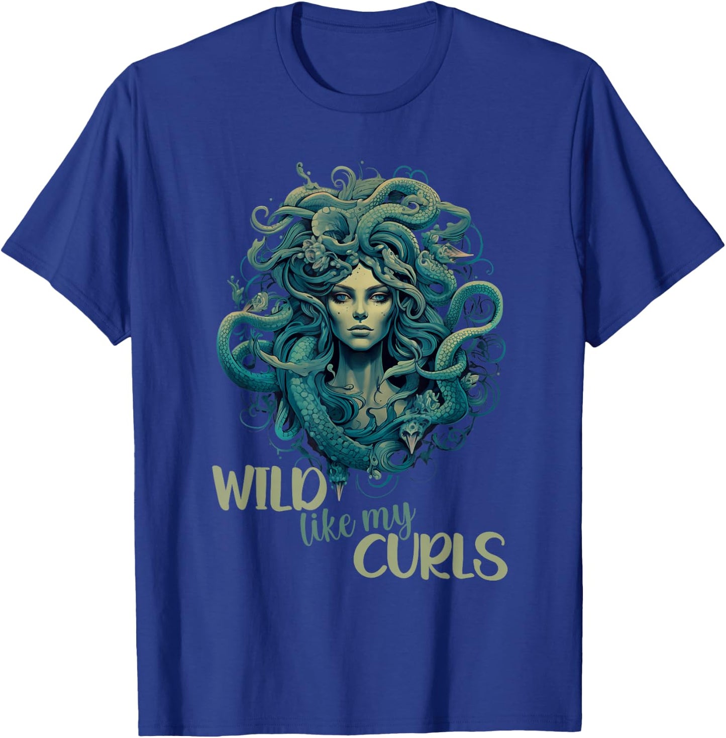 Wild Like My Curls Medusa Head Greek Mythology Curly Hair T-Shirt - T-Shirt | Royal