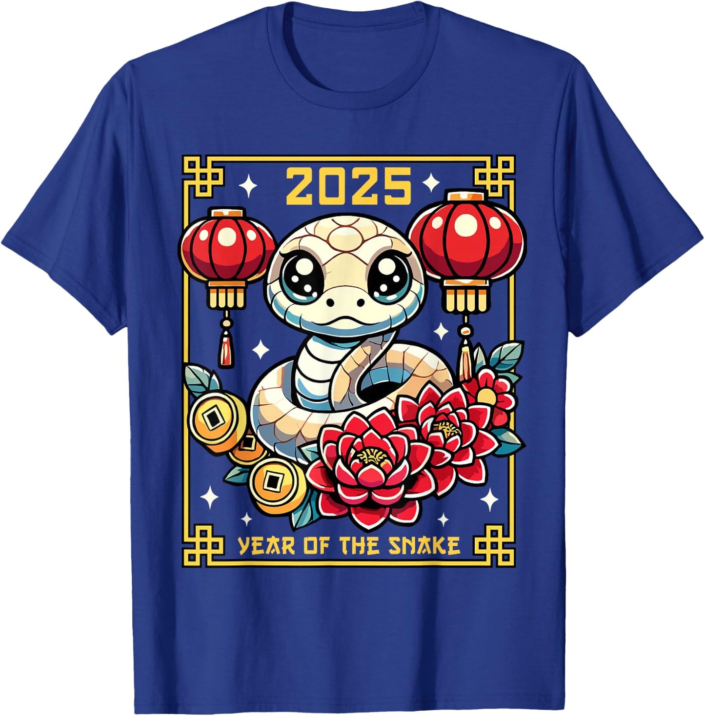 Cute Happy Chinese New Year of the Snake 2025 Lunar Zodiac T-Shirt - T-Shirt | Royal
