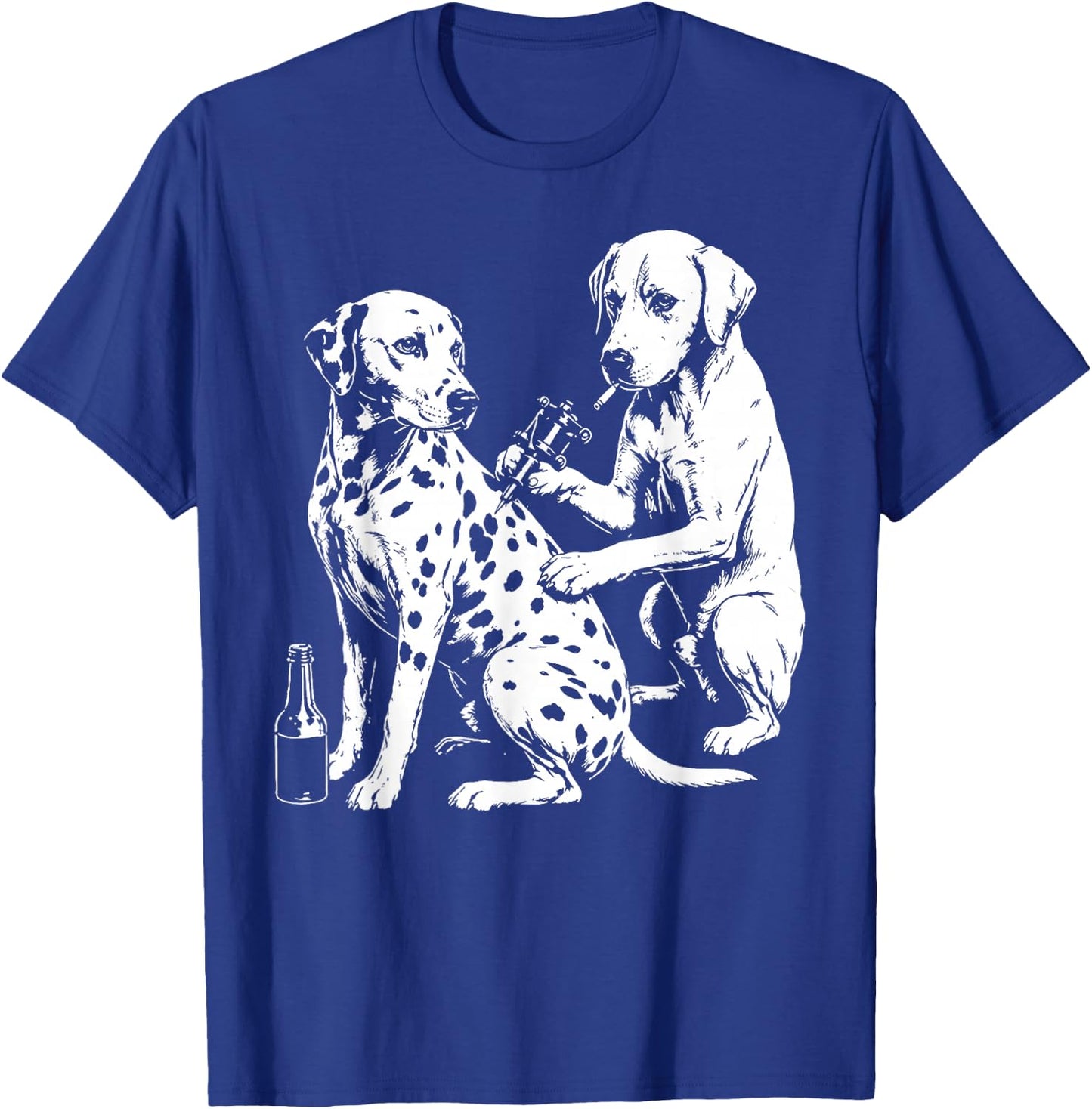Retro Dalmatian Dog Smoking Tattoo Artist Puppy Graphic Pun T-Shirt - T-Shirt | Royal