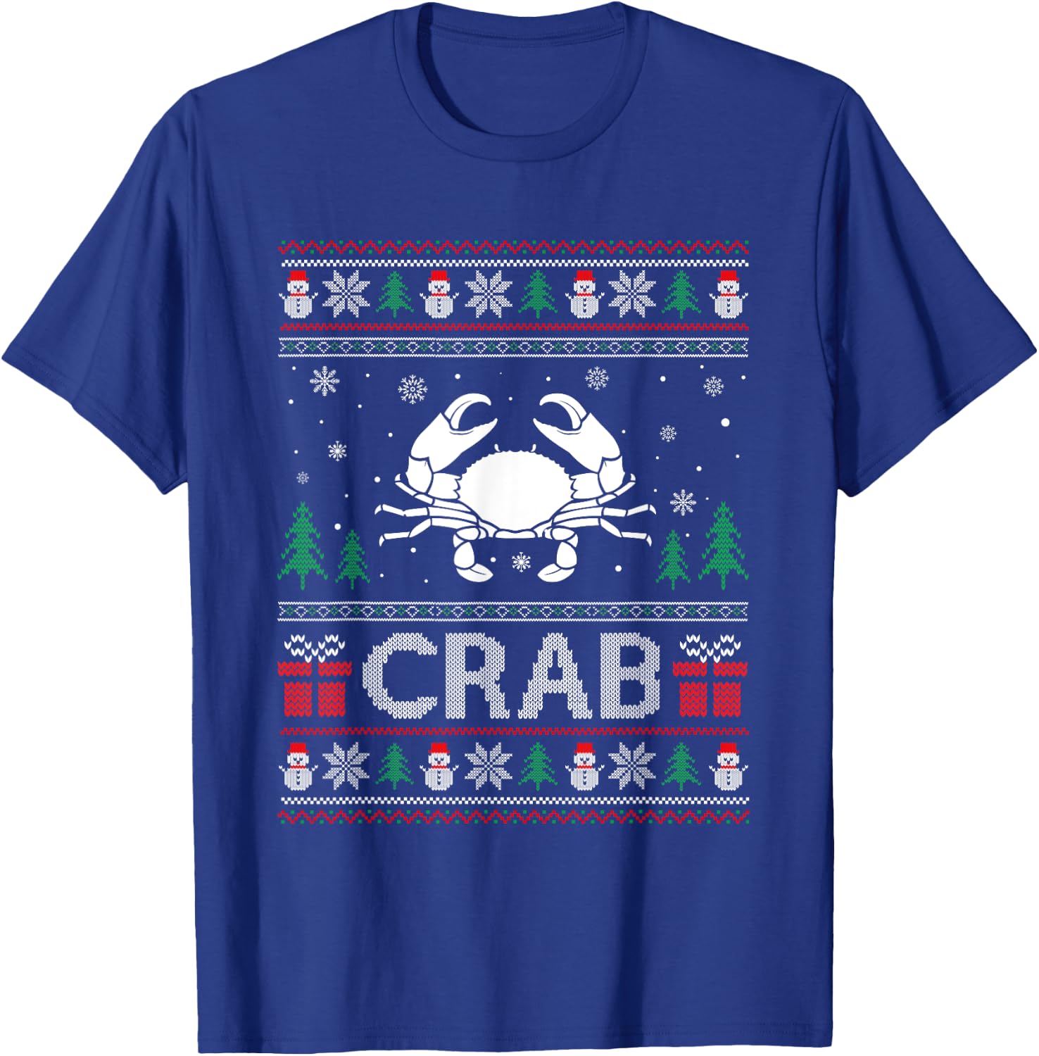 Ugly Christmas Sweater Design Funny Crab Ugly Xmas T-Shirt - T-Shirt | Royal