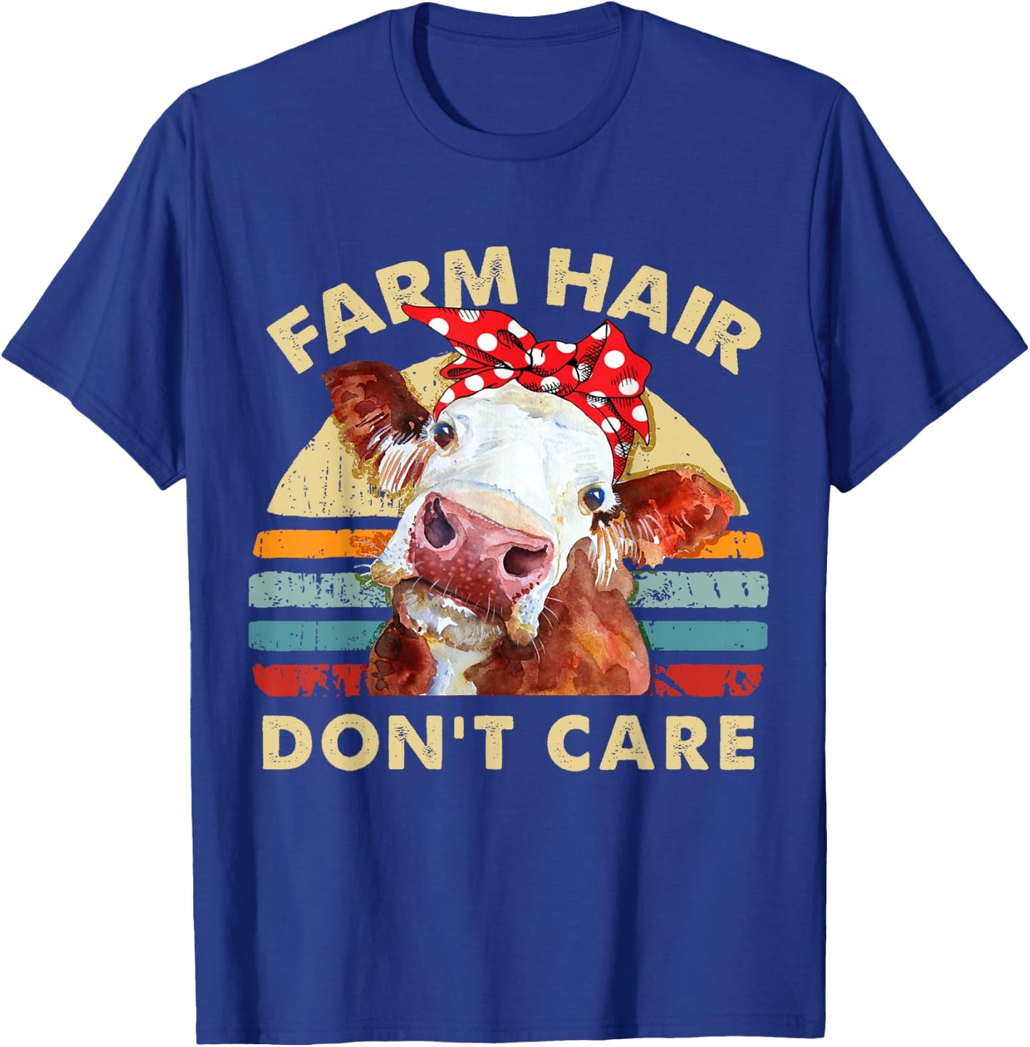 Farm Hair Don't Care T Shirt Pun Cows Lover Vintage Farm T-Shirt - T-Shirt | Royal