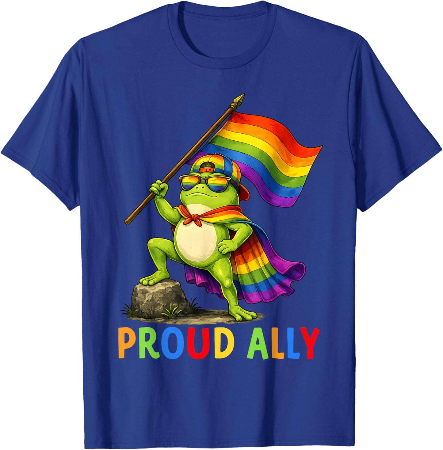 LGBT Proud Ally Rainbow Frog Pride Flag Men Women Kid T-Shirt - T-Shirt | Royal
