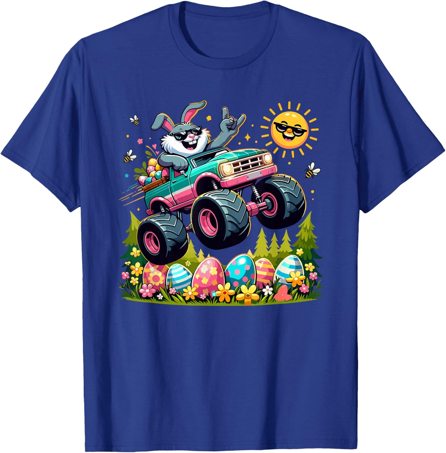 Happy Easter Bunny Monster Truck Outfit Toddler Boys Kids T-Shirt - T-Shirt | Royal