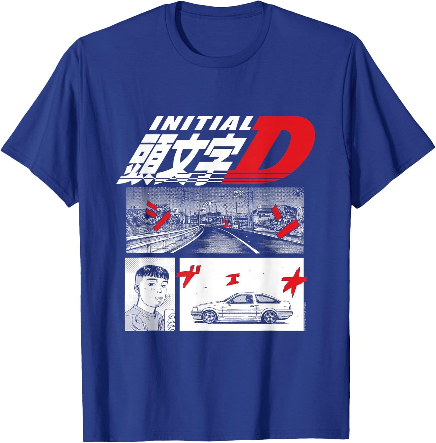 Initial D Manga 3 Panel Manga T-Shirt - T-Shirt | Royal