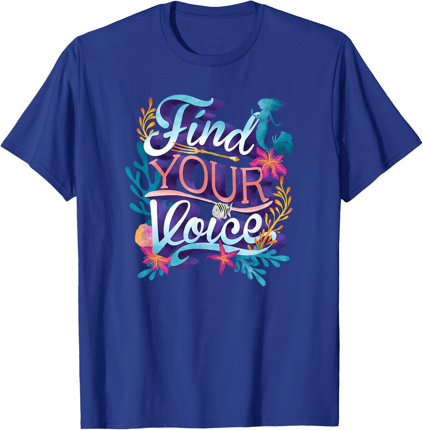 Disney The Little Mermaid Find Your Voice Quote Logo T-Shirt - T-Shirt | Royal