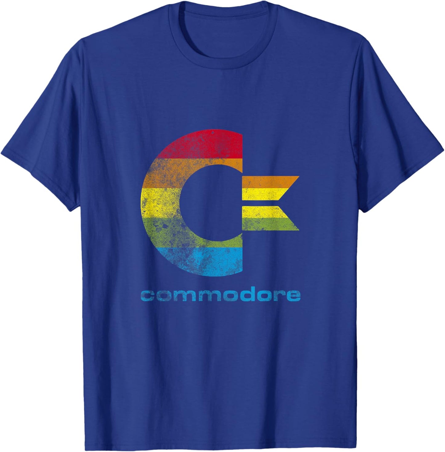 COMMODORE - C64 - Capital Letter Rainbow Colour Stripes Effect T-Shirt - T-Shirt | Royal