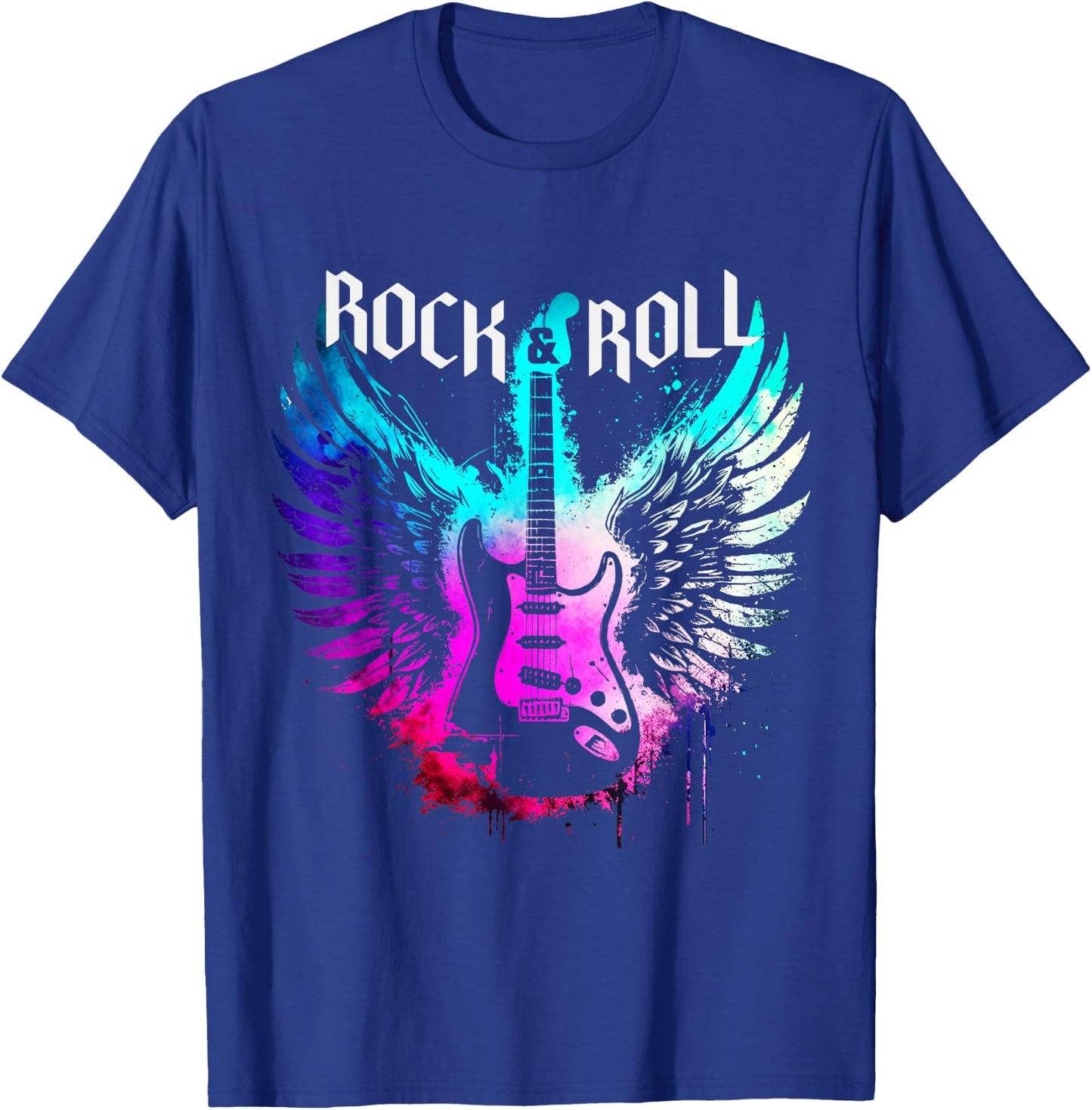 Cool Rock'n Roll Guitar Wings Music, Rock Band Concert T-Shirt - T-Shirt | Royal