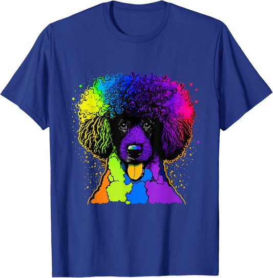Poodle Dog Afro Colorful Watercolor Pop Art Tie Dye T-Shirt - T-Shirt | Royal