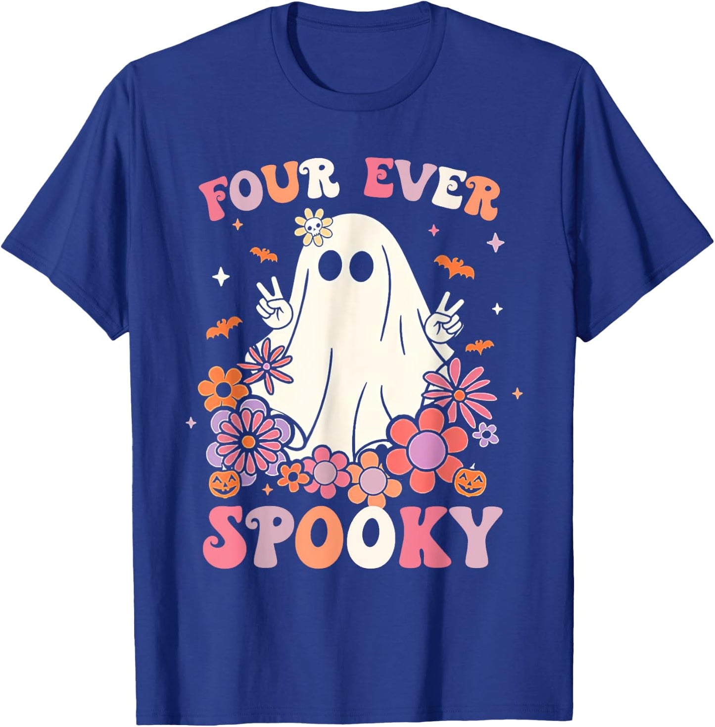 Four Ever Spooky Halloween 4th Birthday Party Decorations T-Shirt - T-Shirt | Royal