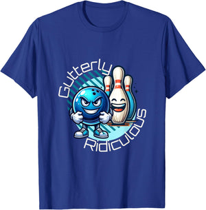 Gutterly Ridiculous Cartoon Bowling T-Shirt - T-Shirt | Royal