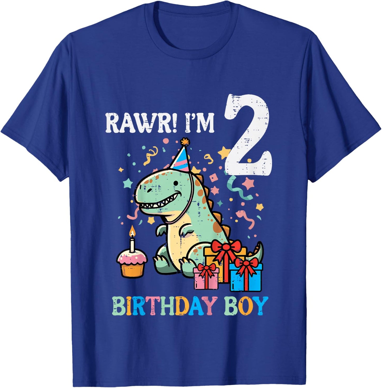 Kids Rawr Im 2 Dinosaur Birthday Boy Cute 2nd Bday Trex Boys Kids T-Shirt - T-Shirt | Royal