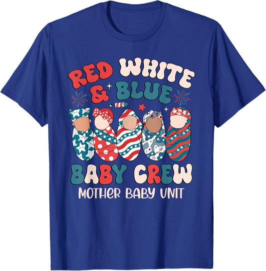 Retro Red White Blue Baby Crew Mother Baby Unit 4th Of July Men T-Shirt - T-Shirt | Royal