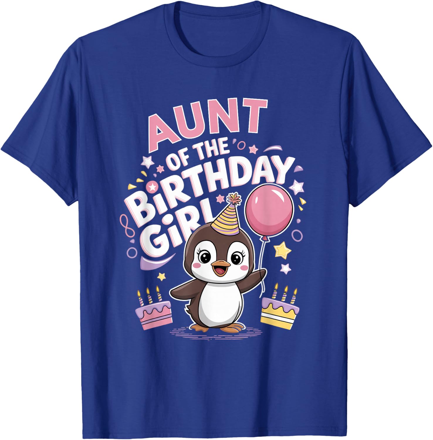 Aunt of the Birthday Girl Pesto Baby Penguin Party T-Shirt - T-Shirt | Royal