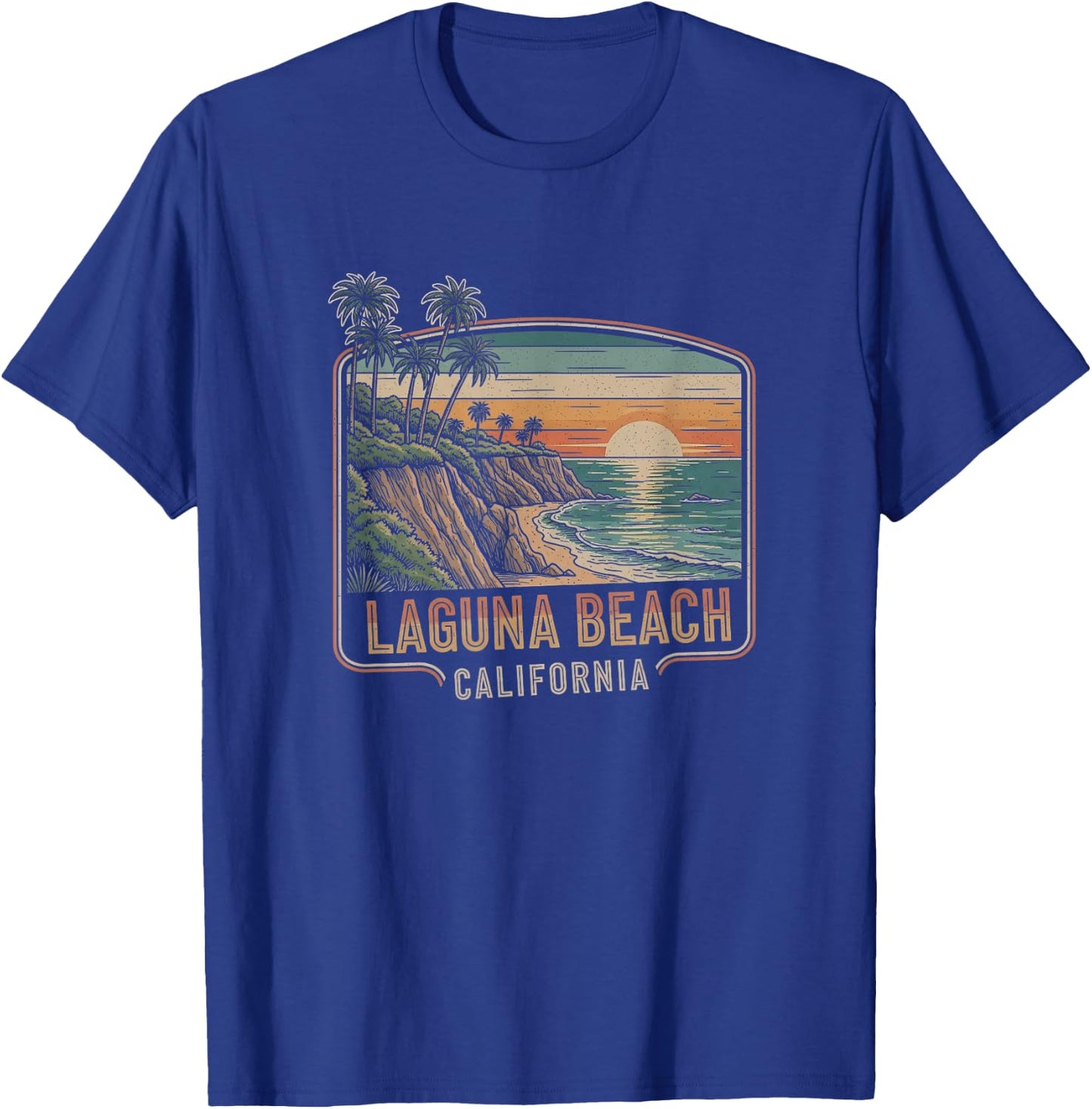 Retro Laguna Beach California Drawing Art Design T-Shirt - T-Shirt | Royal