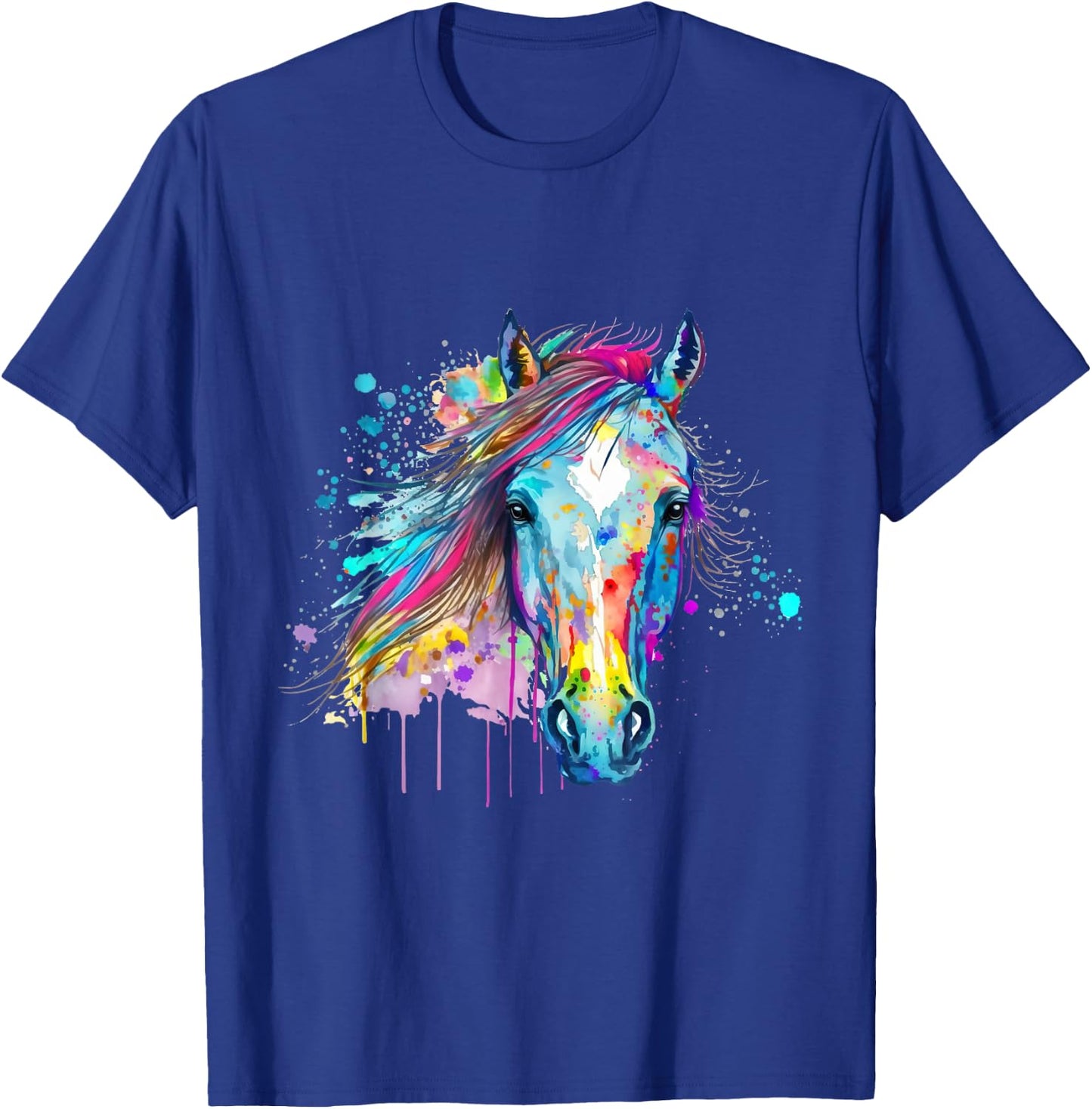 Colorful Wild Horse Mane Face Head T-Shirt - T-Shirt | Royal