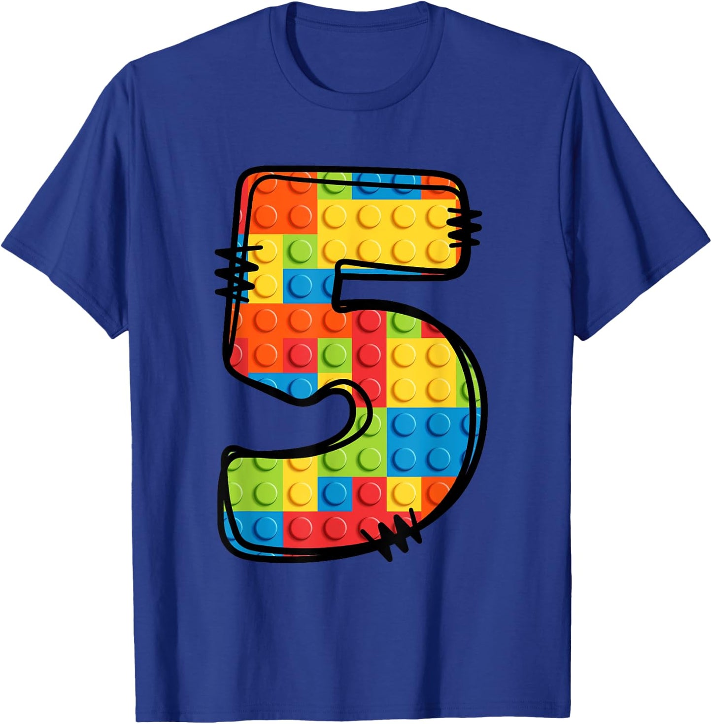 5 Year Old Blocks Building Master Builder 5th Birthday T-Shirt - T-Shirt | Royal