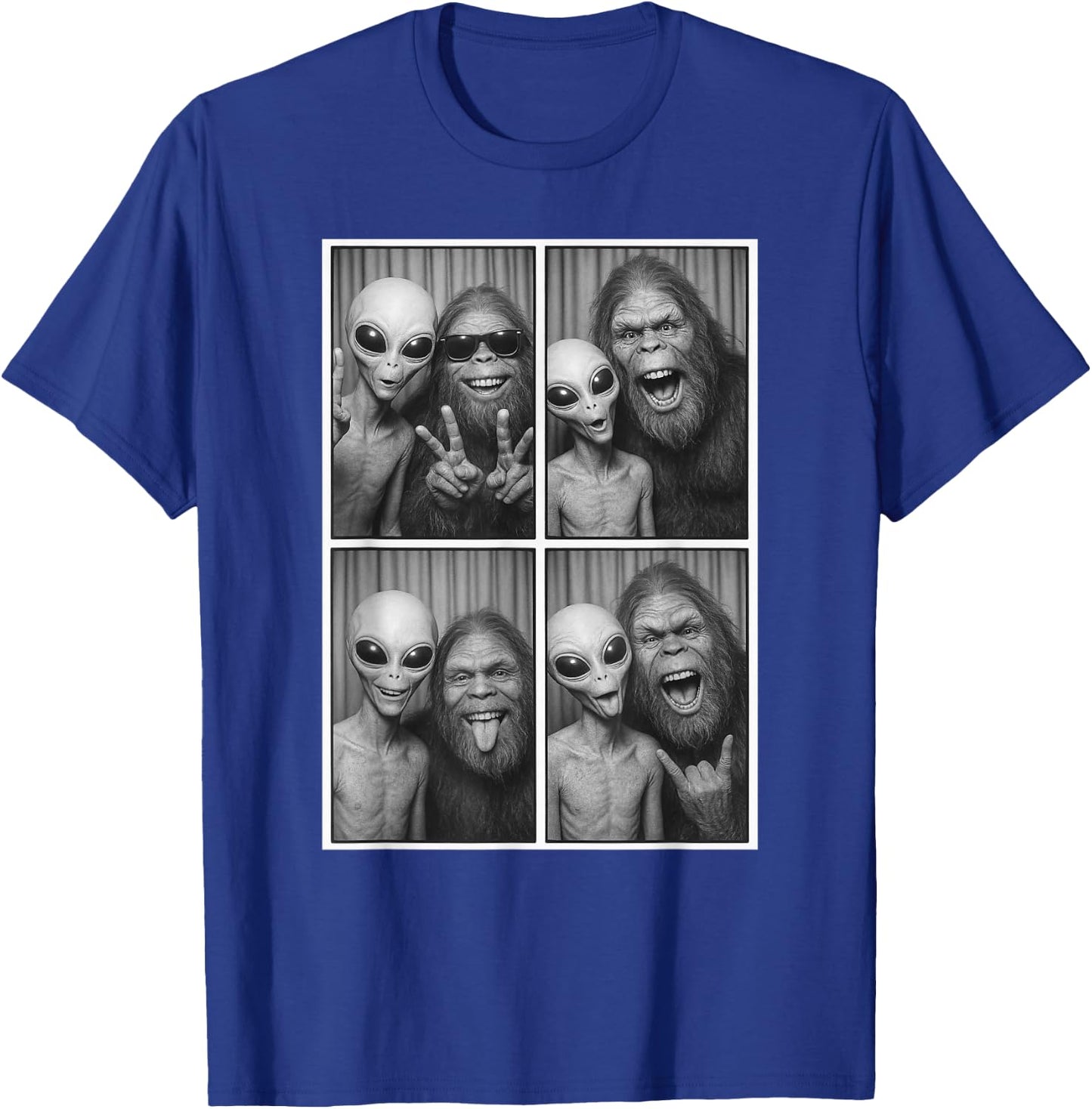 Photobooth, selfie entre Bigfoot et extraterrestre, Sasquatch drôle T-Shirt - T-Shirt | Royal