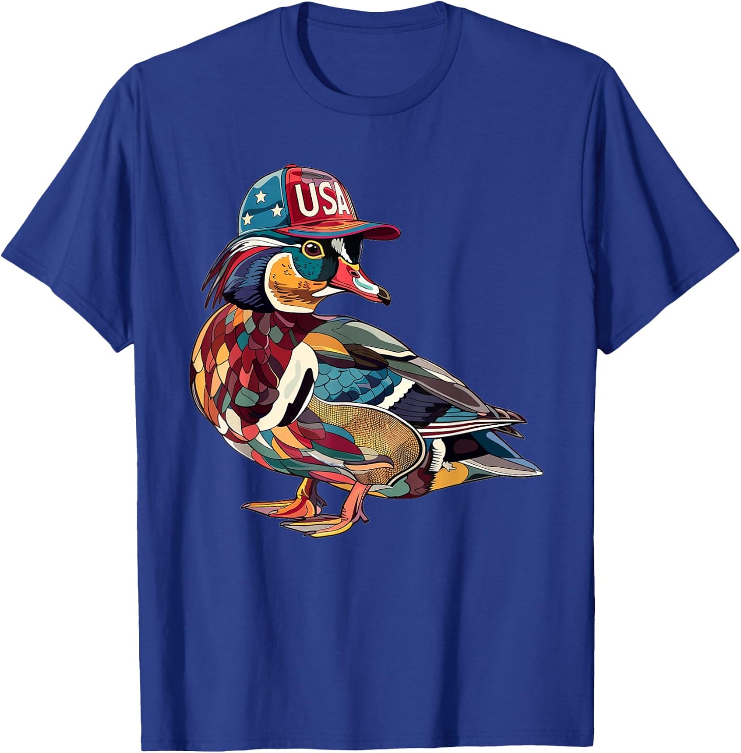 Wood Duck With USA Hat T-Shirt - T-Shirt | Royal