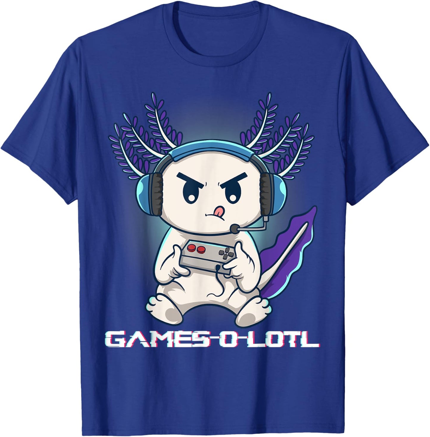 Axolotl Playing Console Video Games Gamesolotl Gaming T-Shirt - T-Shirt | Royal