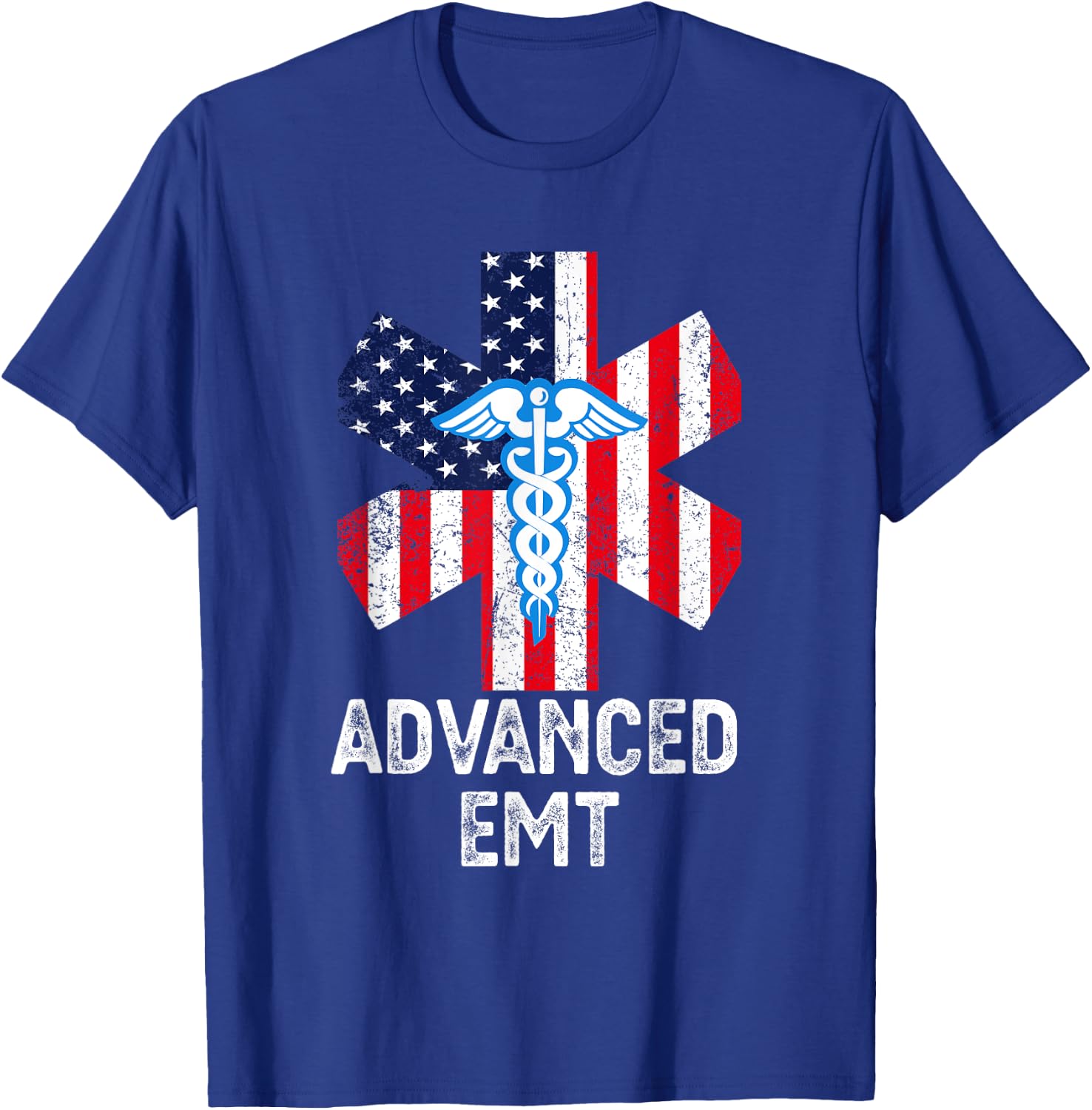 American Flag USA Advanced EMT AEMT Medical Technician Women Men T-Shirt - T-Shirt | Royal