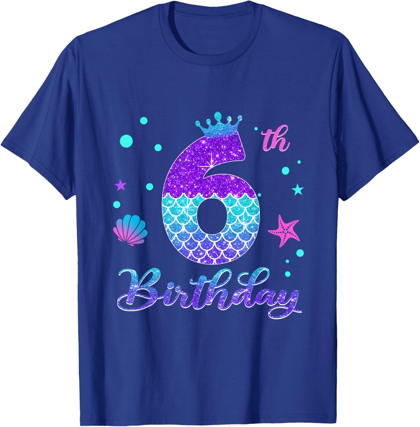 6th Birthday Girl Mermaid For 6 Years Old Mermazing T-Shirt - T-Shirt | Royal