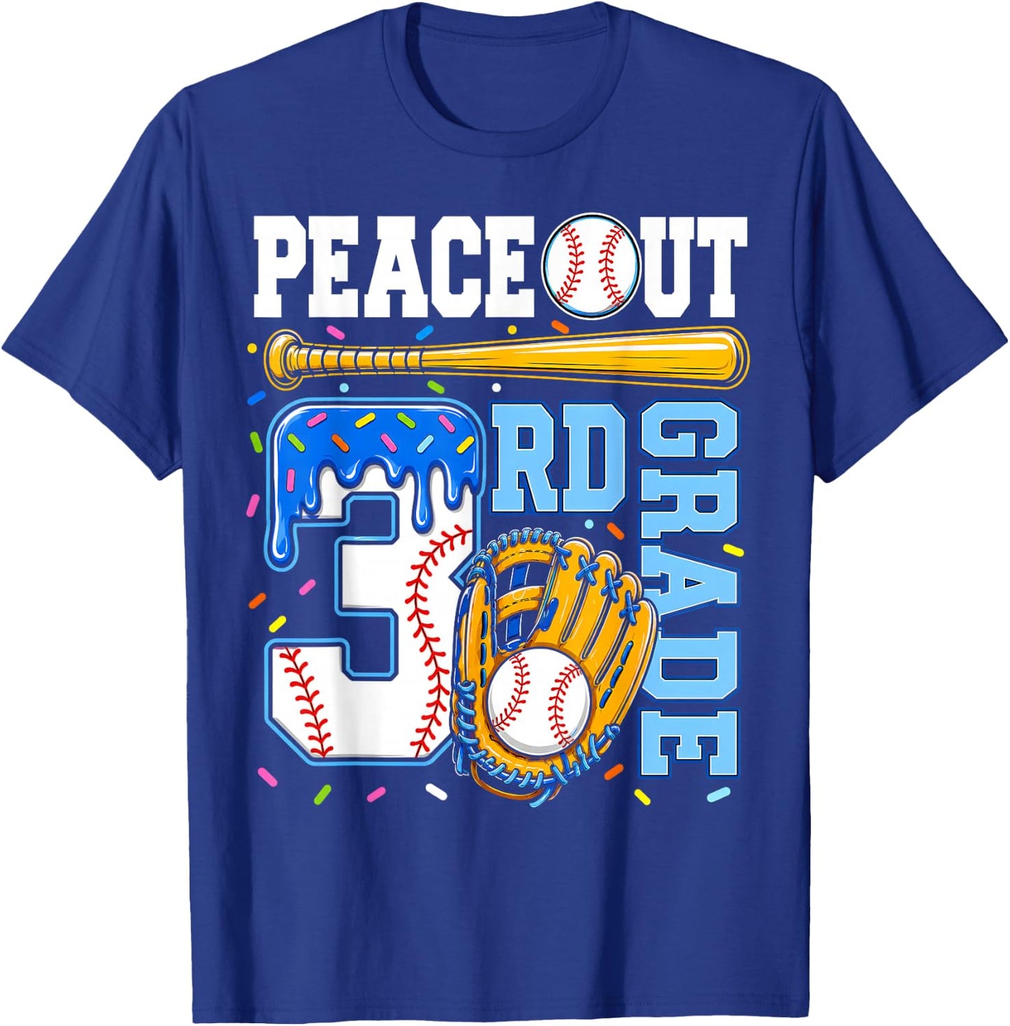 3rd Grade Third Baseball Drip Graduation Last Day of School T-Shirt - T-Shirt | Royal