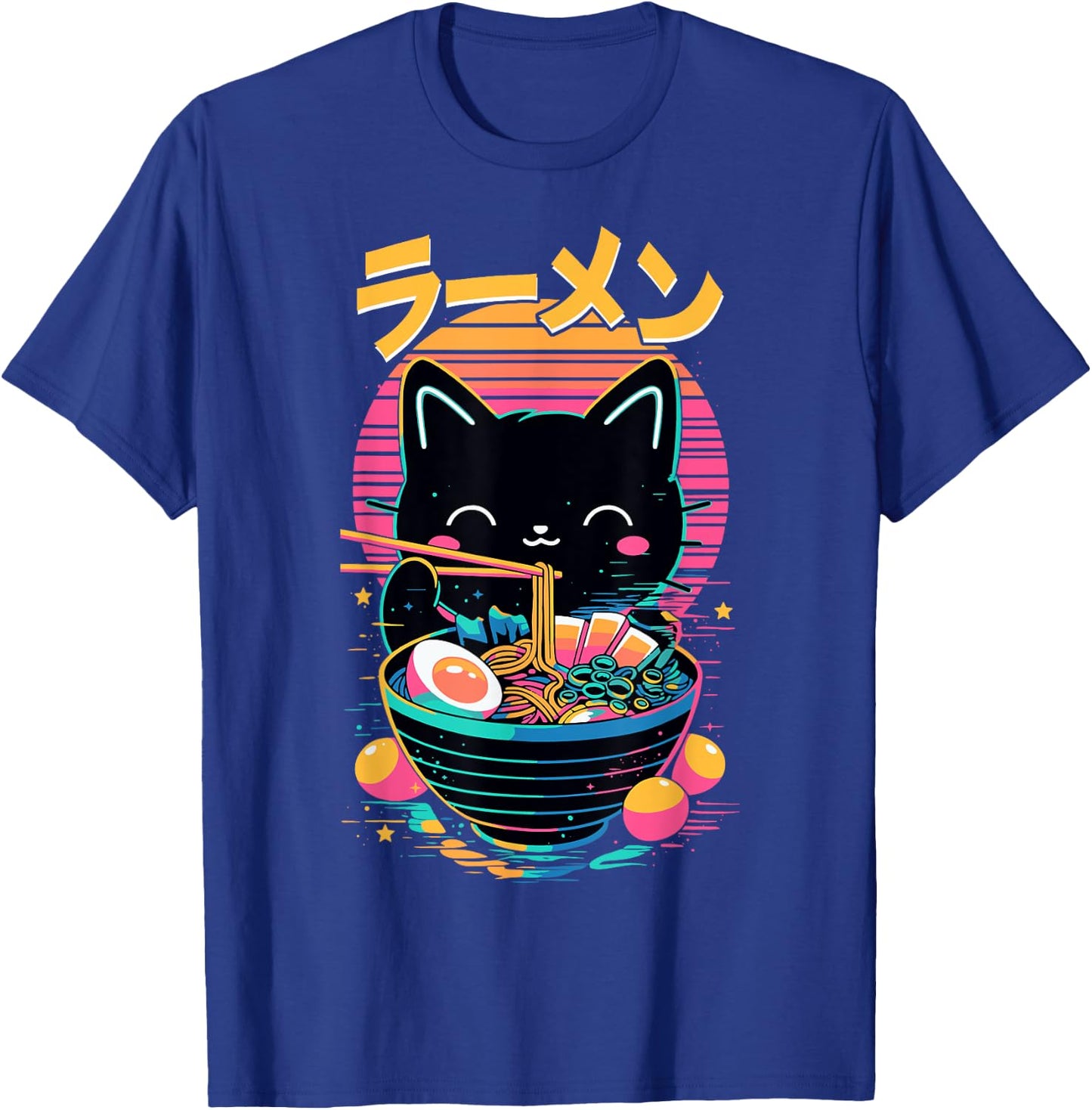 Anime Cat Eating Ramen Japanese Ramen Cat Japan T-Shirt - T-Shirt | Royal