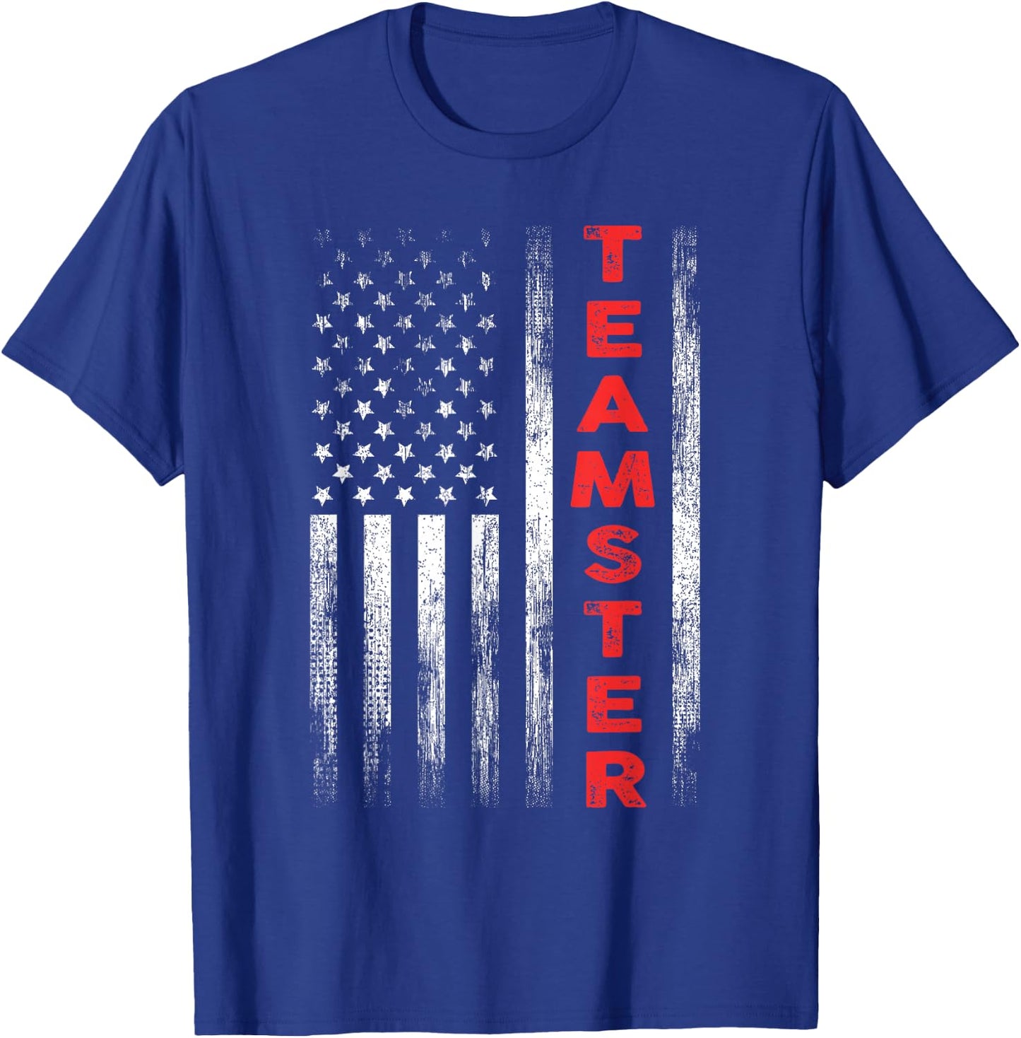 Teamster American Flag Patriotic Truck Driver US Trucking T-Shirt - T-Shirt | Royal