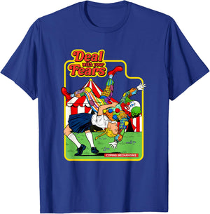 Deal with Your Fears Retro Evil Clown Funny Humor Parody T-Shirt - T-Shirt | Royal