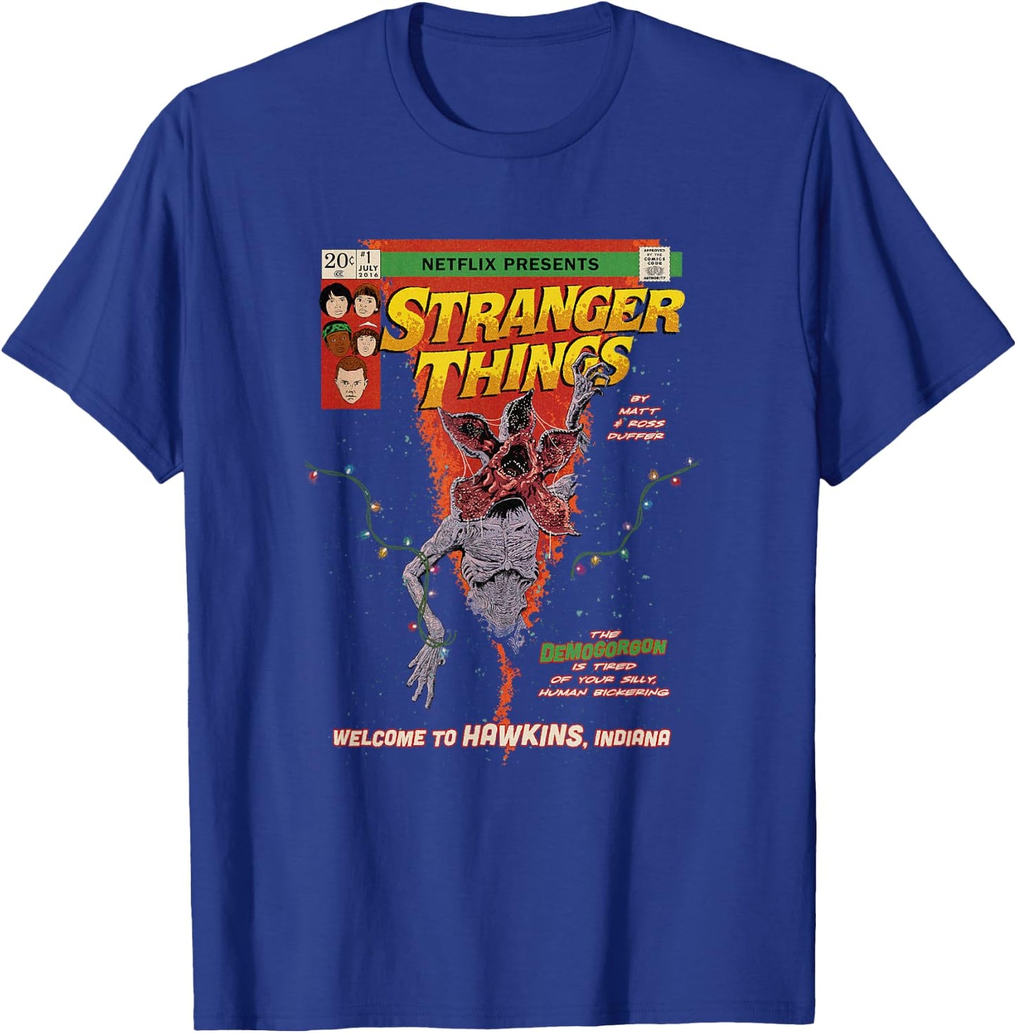 Stranger Things Retro Distressed Demogorgon Comic Book T-Shirt - T-Shirt | Royal